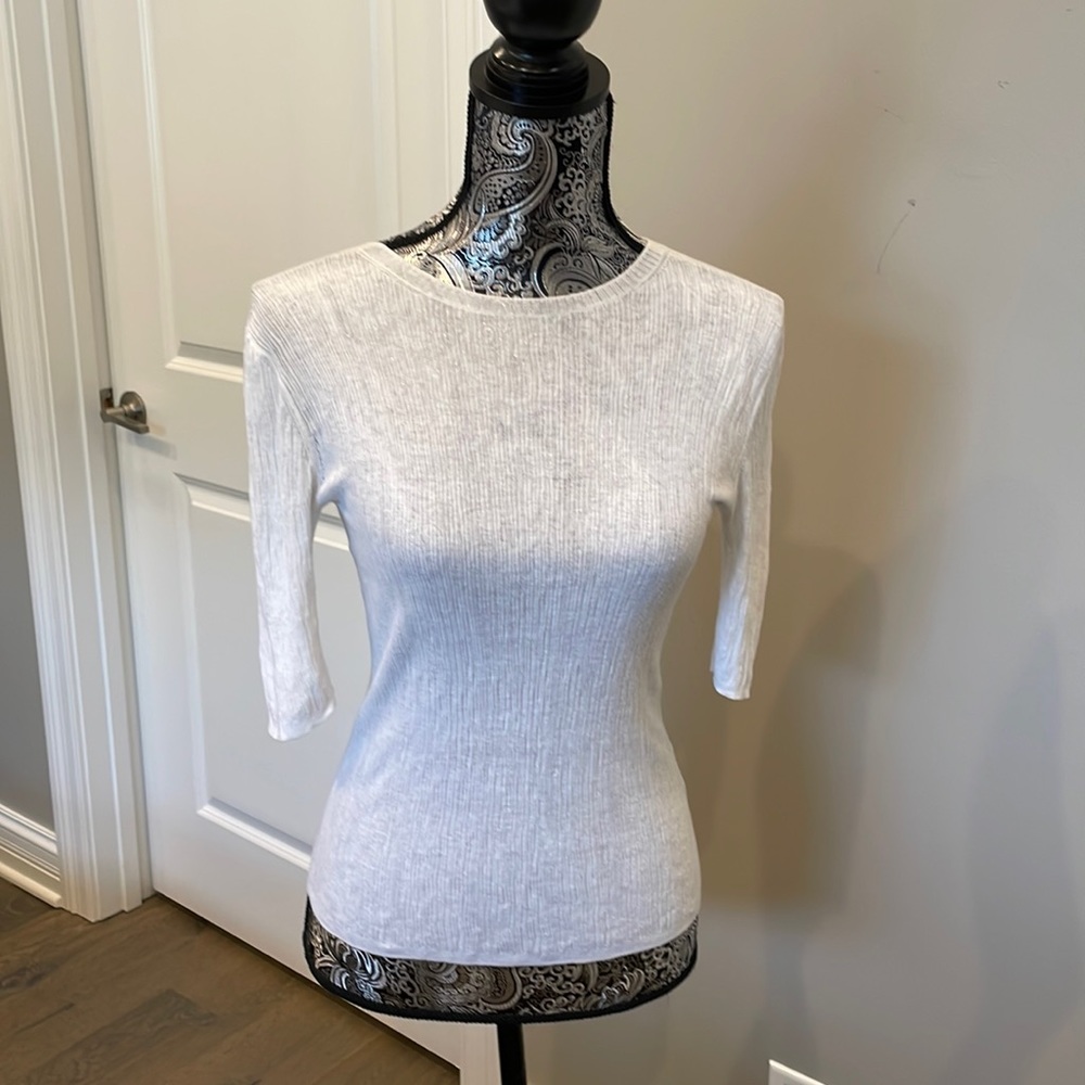 Vince White Ribbed Knit Top